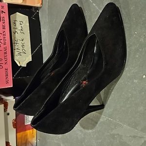 Black velvet spike heels
